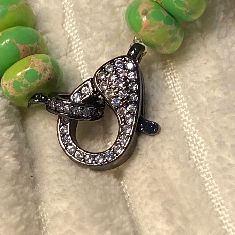 NWT 🦜 GENUINE EMPEROR TURQUOISE PARAKEET GREEN UNIQUE HEMATITE CLOSURE STRETCH - Picture 10 of 15